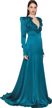 Ruffled Silk Satin Dress 