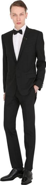 bee crest stretch wool martini suit