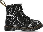 Spider Web Printed Leather Boots 