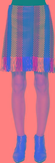 Woven & Fringed Nappa Leather Mini Skirt 