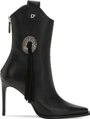 90mm Rodeo Leather Ankle Boots 