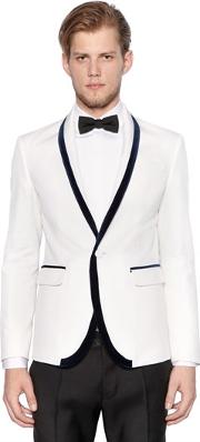 Cotton Silk Tuxedo Jacket W Velvet 