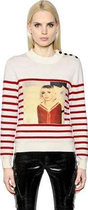 Stripe Printed Merino Wool Sweater 