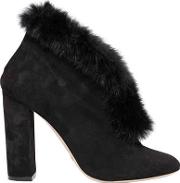 105mm Suede & Rabbit Fur Ankle Boots 