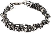 Skull & Chain Sterling Silver Bracelet 
