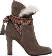 95mm Suede & Shearling Ankle Boots 