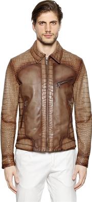 Alligator & Nappa Leather Biker Jacket 