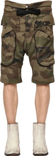 Camouflage Printed Cotton Shorts 