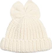 Ribbed Wool Hat W Bow 