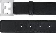 Logo Buckle Saffiano Leather Belt 