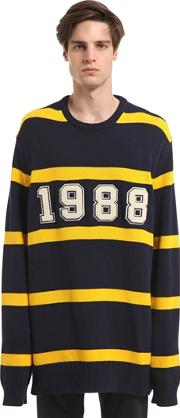 1988 Striped Cotton Knit Sweater 