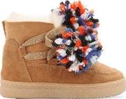 Suede & Shearling Boots W Pompoms 