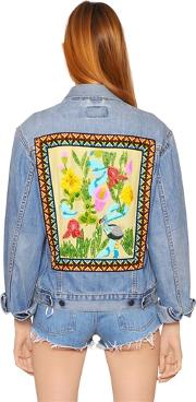 Cotton Denim Jacket W Embroidered Back 