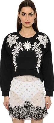 Crystal Embellished Jersey Sweatshirt 