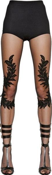 Embroidered Stretch Tulle Stockings