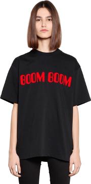 Boom Boom Flocked Cotton Jersey T Shirt 