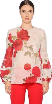 Roses Printed Silk Georgette Shirt 
