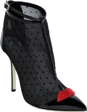 100mm Mesh & Patent Leather Ankle Boots 