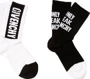 2 Pairs Of Logo Jacquard Cotton Socks 