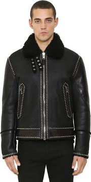 Studded Leather Shearling Jacket 