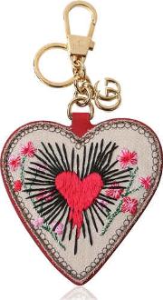 Embroidered Heart Gg Supreme Key Holder 