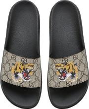 Tiger Print Gg Supreme Slide Sandals 