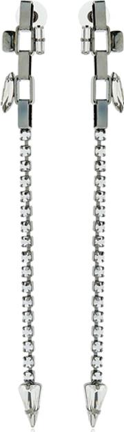 Chain Earrings W Swarovski Crystals 