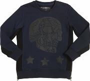 Skull & Stars Printed Cotton Sweatshirt 
