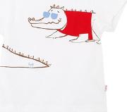 Crocodile Print Cotton Jersey T Shirt 