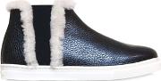 Leather & Shearling High Top Sneakers 