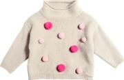 Merino Wool Sweater W Pompoms 