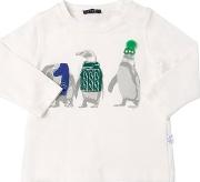 Penguins Printed Cotton Jersey T Shirt 