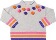 Pompoms & Stripes Wool Knit Sweater 