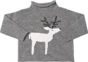 Reindeer Intarsia Wool Knit Sweater 