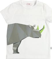 Rhino Printed Cotton Jersey T Shirt 