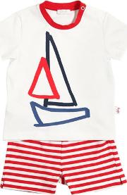 Sailboat Cotton Jersey T Shirt & Shorts 