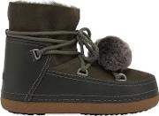 20mm Pompom Suede & Leather Snow Boots 