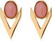V Cabochon Pink Opal Earrings 
