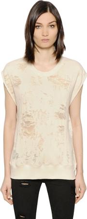 Nuala Distressed Cotton Jersey T Shirt 