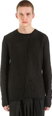 Reversed Cotton Linen Jacquard Sweater 