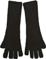 Wool Blend Long Fingerless Gloves 