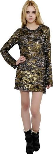 Sequin Embellished Silk Chiffon Dress 