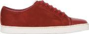 Suede Sneakers With Leather Trim & Toe 