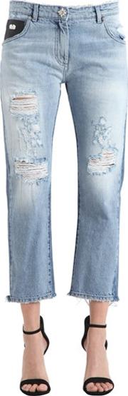Baggy Fit Broken Cotton Denim Jeans 