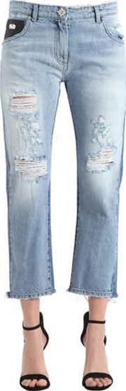 Baggy Fit Broken Cotton Denim Jeans 