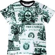 Dollar Bills Print Cotton Jersey T Shirt 