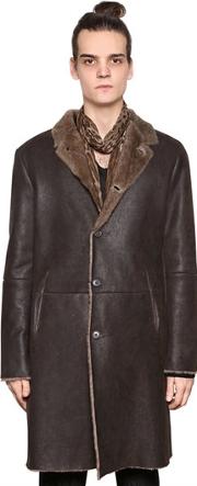 Leather Coat With Shearling Interior 