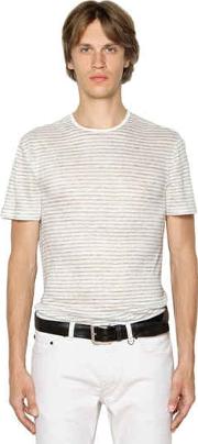 Striped Linen Jersey T Shirt 