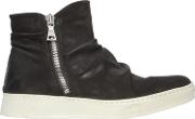 Waxed Nubuck Leather High Top Sneakers 
