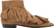 10mm Ruffle Suede Ankle Boots 